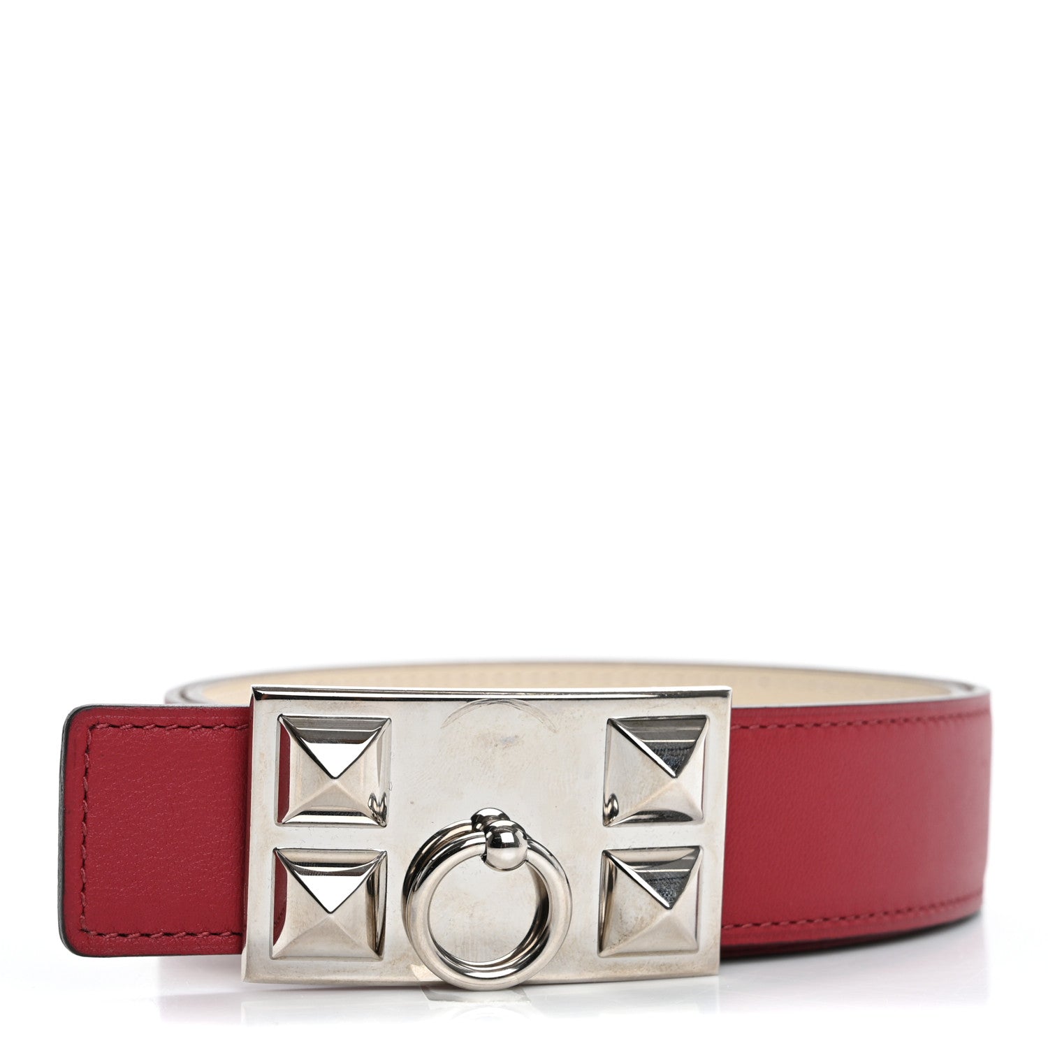 Hermes Epsom Swift 24mm Collier De Chien CDC Belt 75 30 Craie Rouge Grenat 7 of 8