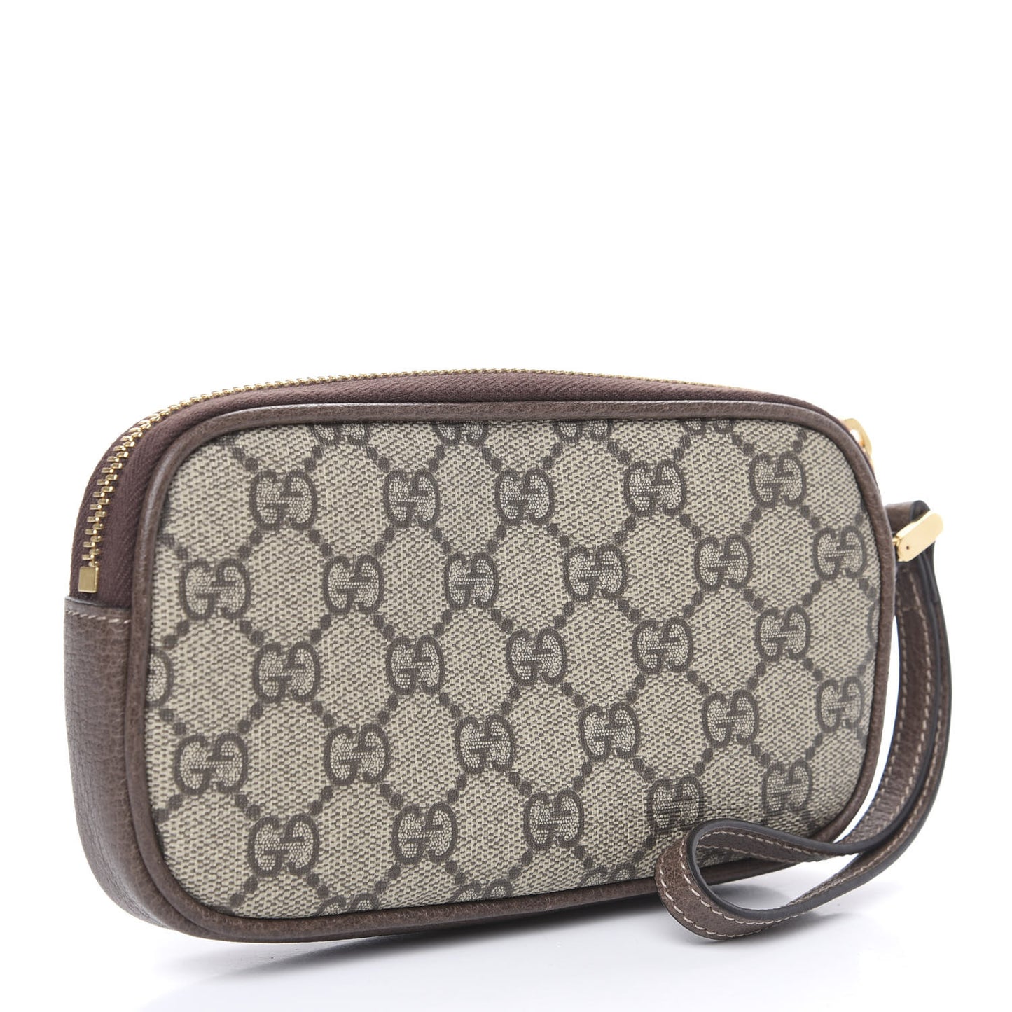 GG Supreme Monogram Ophidia Phone Case Wristlet Brown