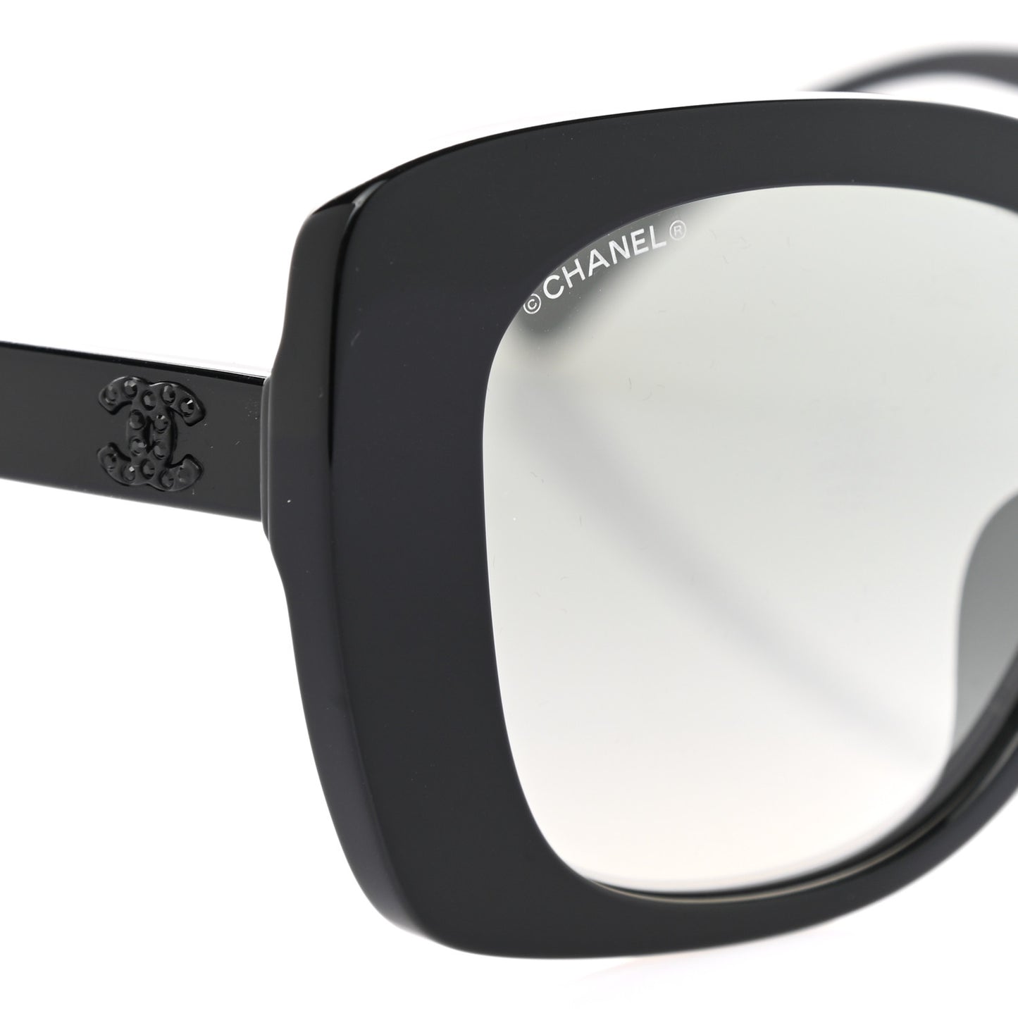 Acetate Strass Polarized Square Sunglasses 5422-B Black