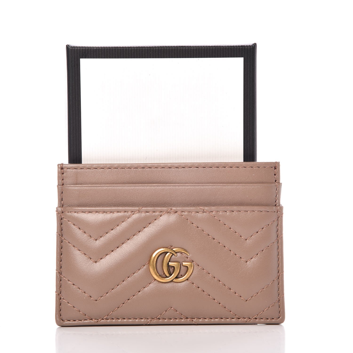 Gucci Calfskin Matelasse GG Marmont Card Holder Porcelain Rose 7 of 7