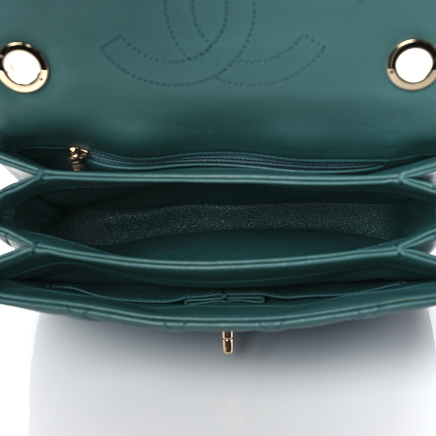 Lambskin Quilted Small Trendy CC Flap Dual Handle Bag Green