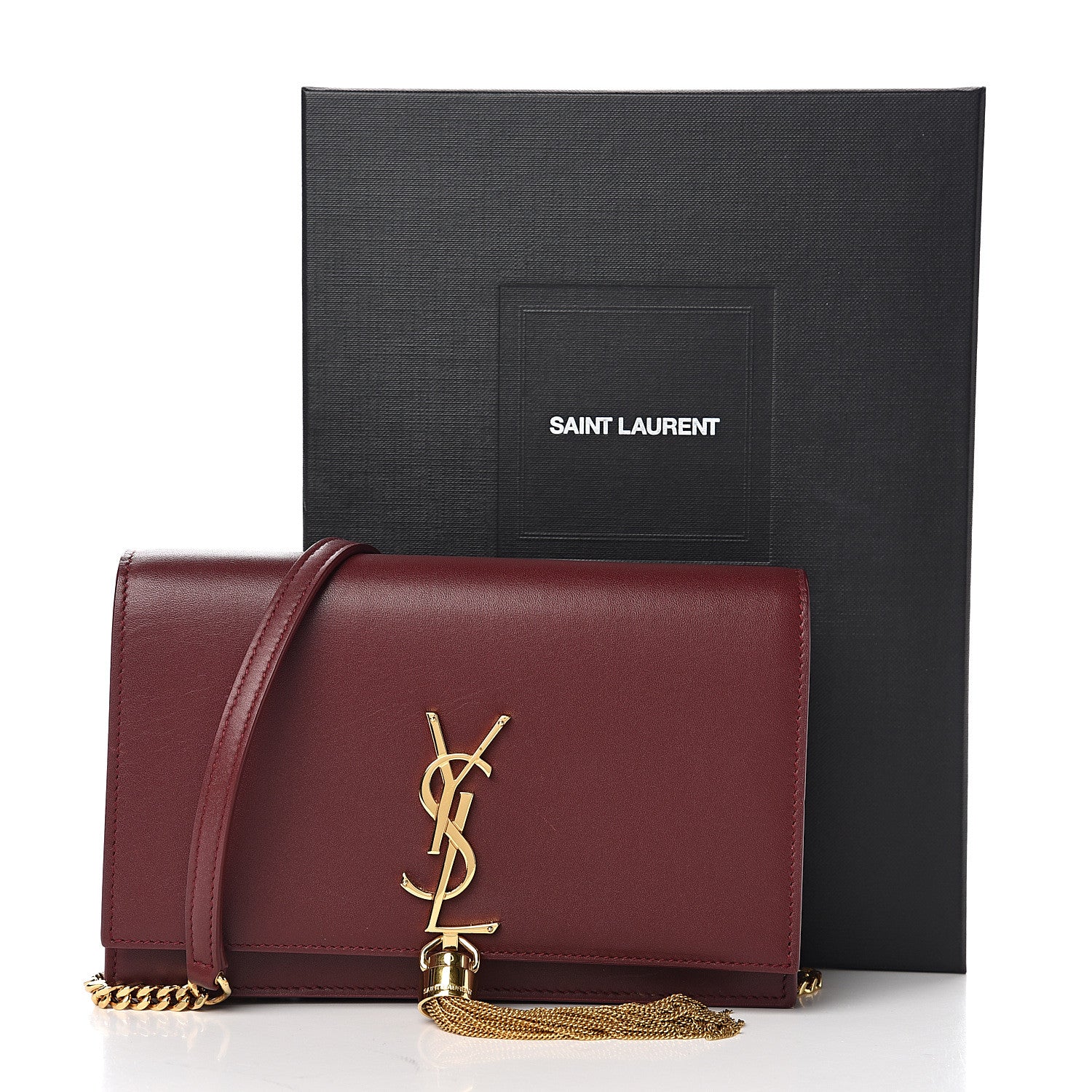 Saint Laurent Smooth Calfskin Classic Monogram Kate Tassel Chain Wallet Palissandre 12 of 12