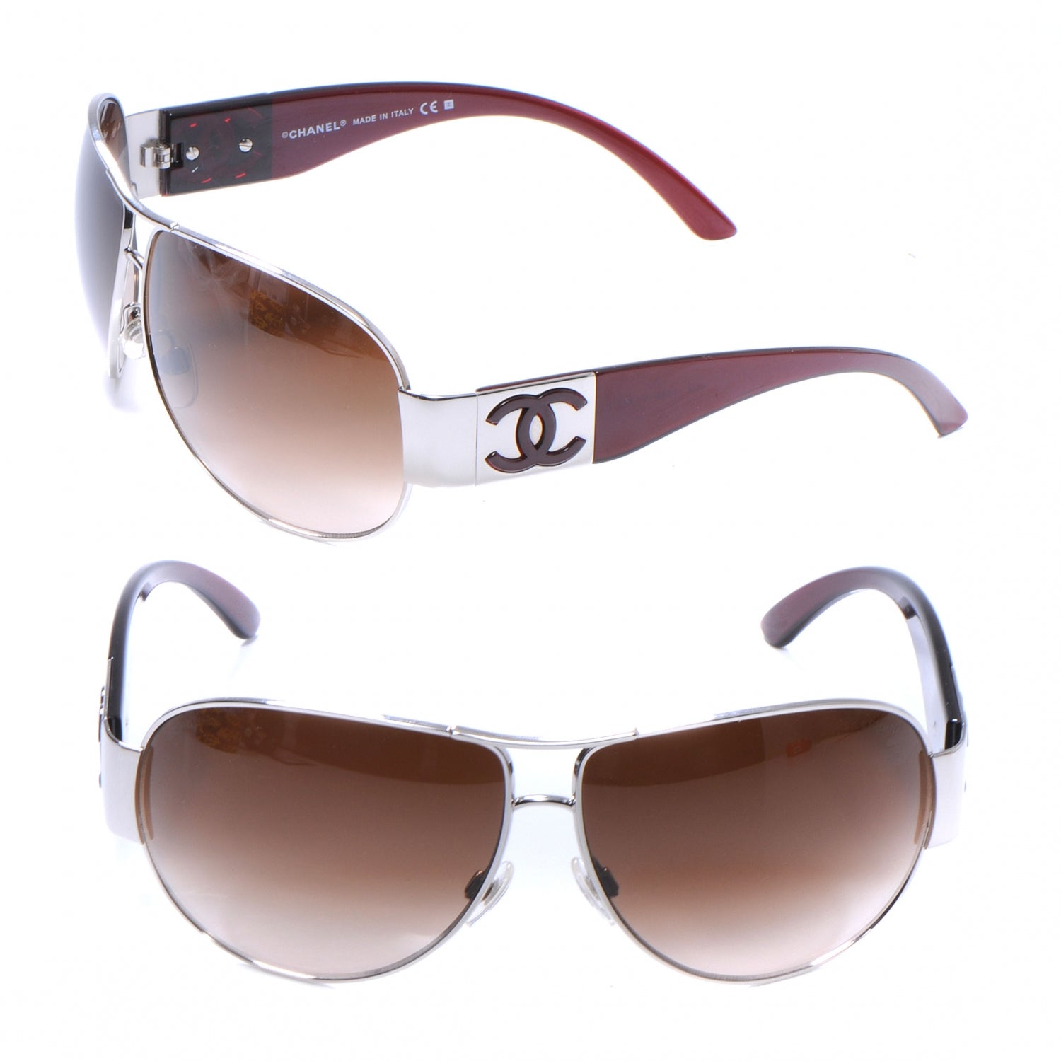 Chanel Aviator Sunglasses 4128 Burgundy 1 of 5