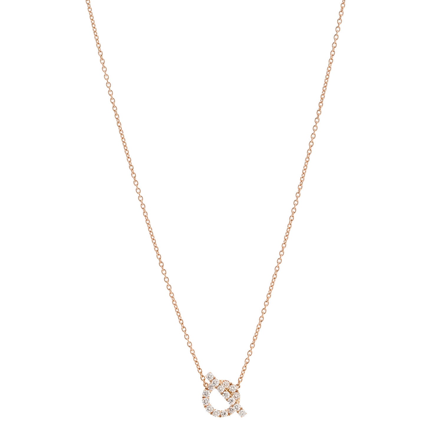 Hermes 18K Rose Gold Diamond Finesse Pendant Necklace 1 of 5