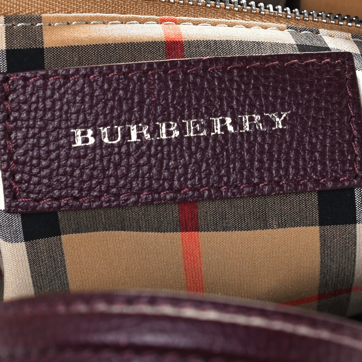 Burberry Derby Calfskin House Check Small Banner Tote Mahogany Red 6 of 11