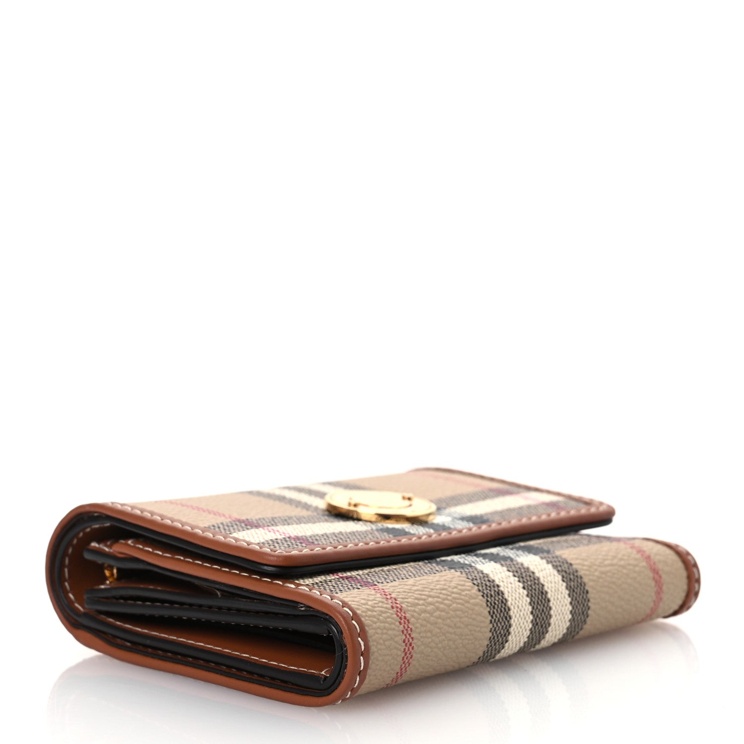 Burberry E-Canvas Vintage Check Tri-Fold Wallet Archive Beige 4 of 15