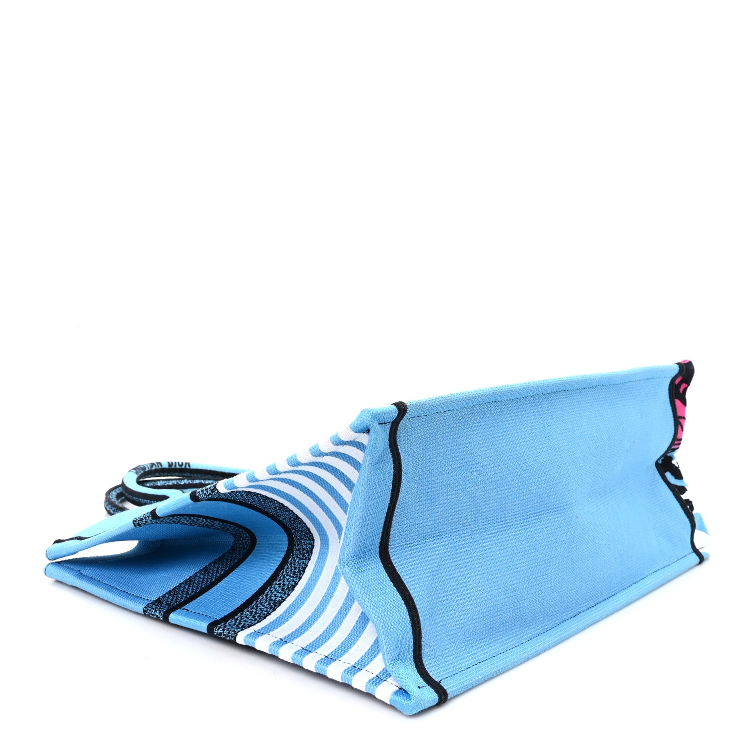 Christian Dior Canvas Embroidered Large Jungle Pop Book Tote Blue Multicolor 4 of 11
