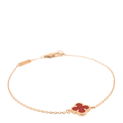 Van Cleef & Arpels 18K Rose Gold Carnelian Sweet Alhambra Bracelet 1 of 3