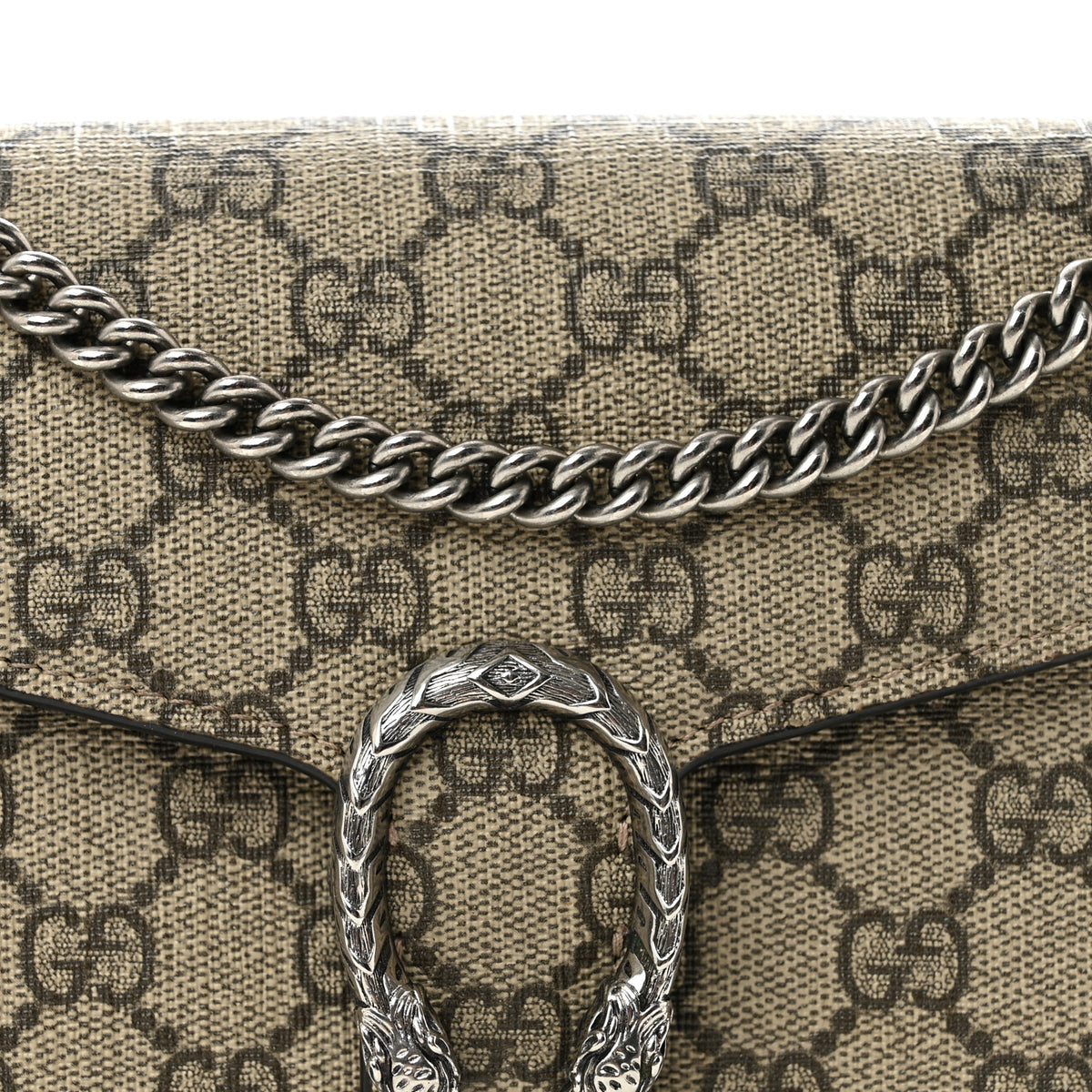 GG Supreme Monogram Mini Dionysus Chain Wallet Beige Taupe