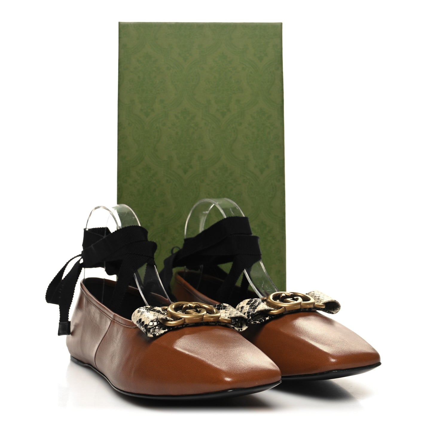 Malaga Kid Snakeskin Interlocking G Ballet Flats 39 Cuir
