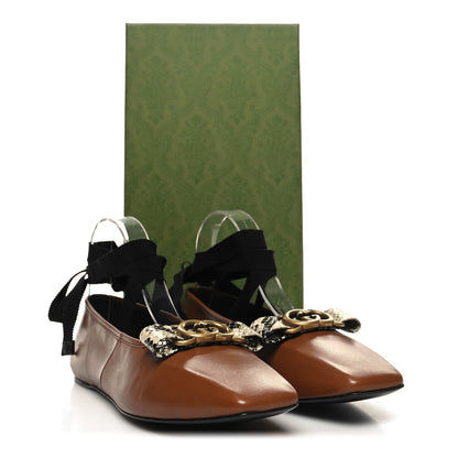 Gucci Malaga Kid Snakeskin Interlocking G Ballet Flats 39 Cuir 8 of 8