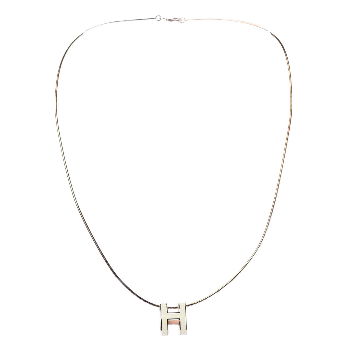 Lacquered Rose Gold Pop H Pendant Necklace Ecru