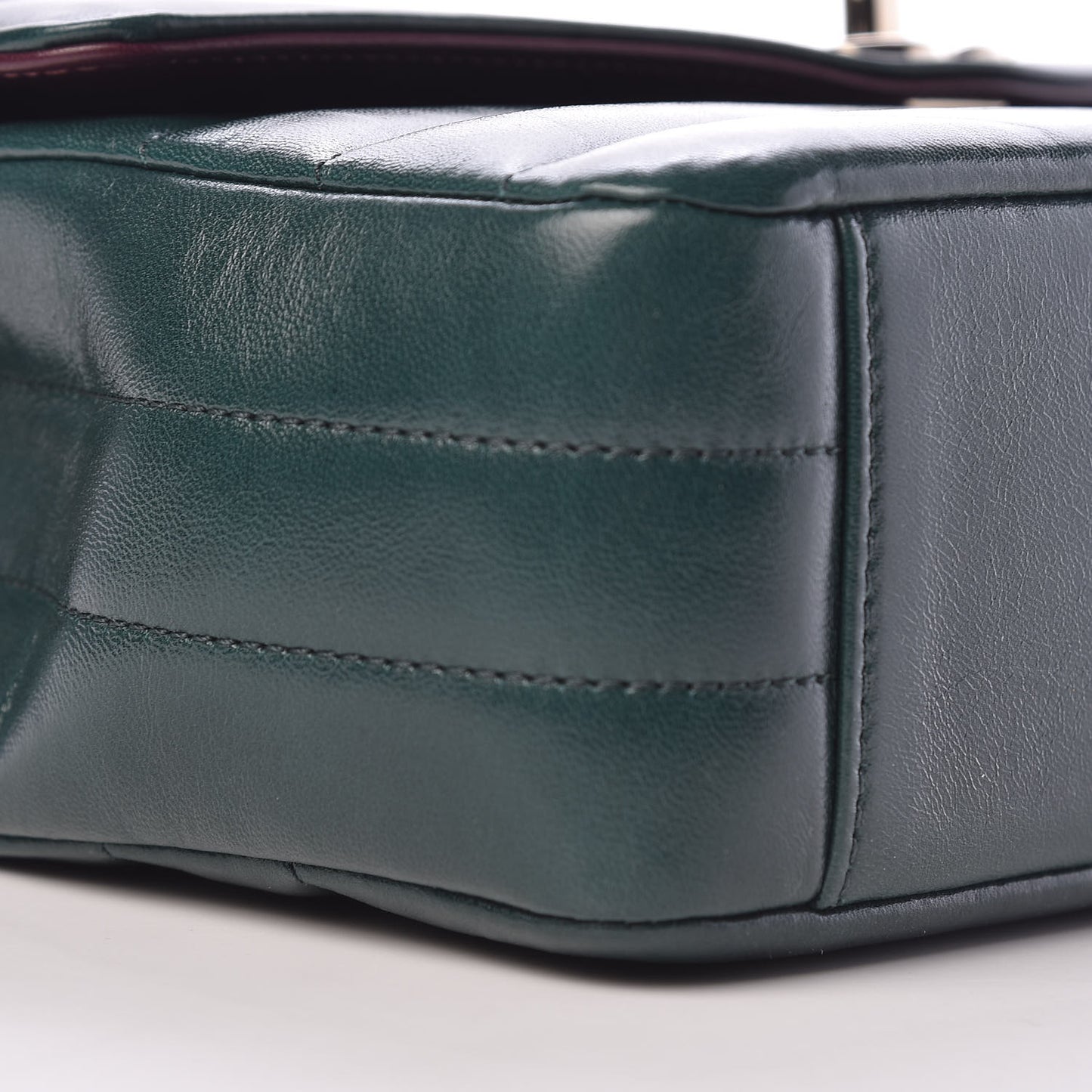 Shiny Lambskin Quilted Chevron Miroir Dark Green
