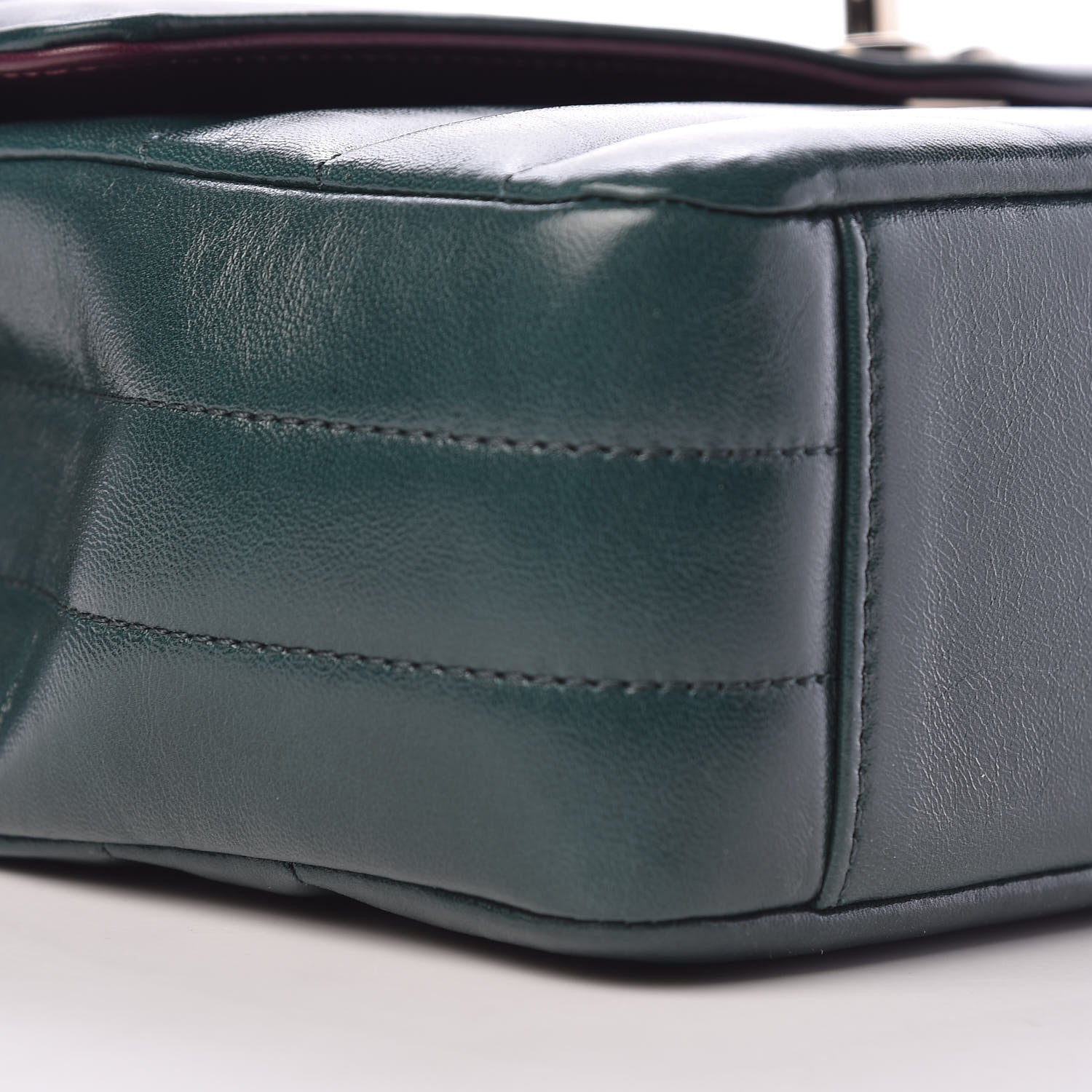 Chanel Shiny Lambskin Quilted Chevron Miroir Dark Green 9 of 10