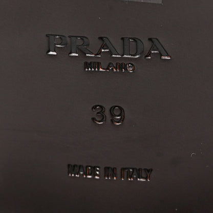 Prada Spazzolato Fume Metal Triangle Logo 20mm Loafers 39 Tobacco 6 of 8