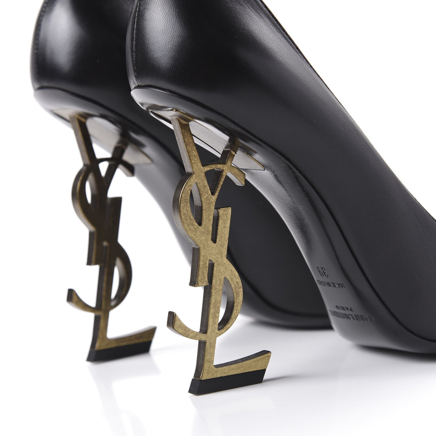 Saint Laurent Calfskin Opyum 110 Pumps 39 Black Gold 10 of 11