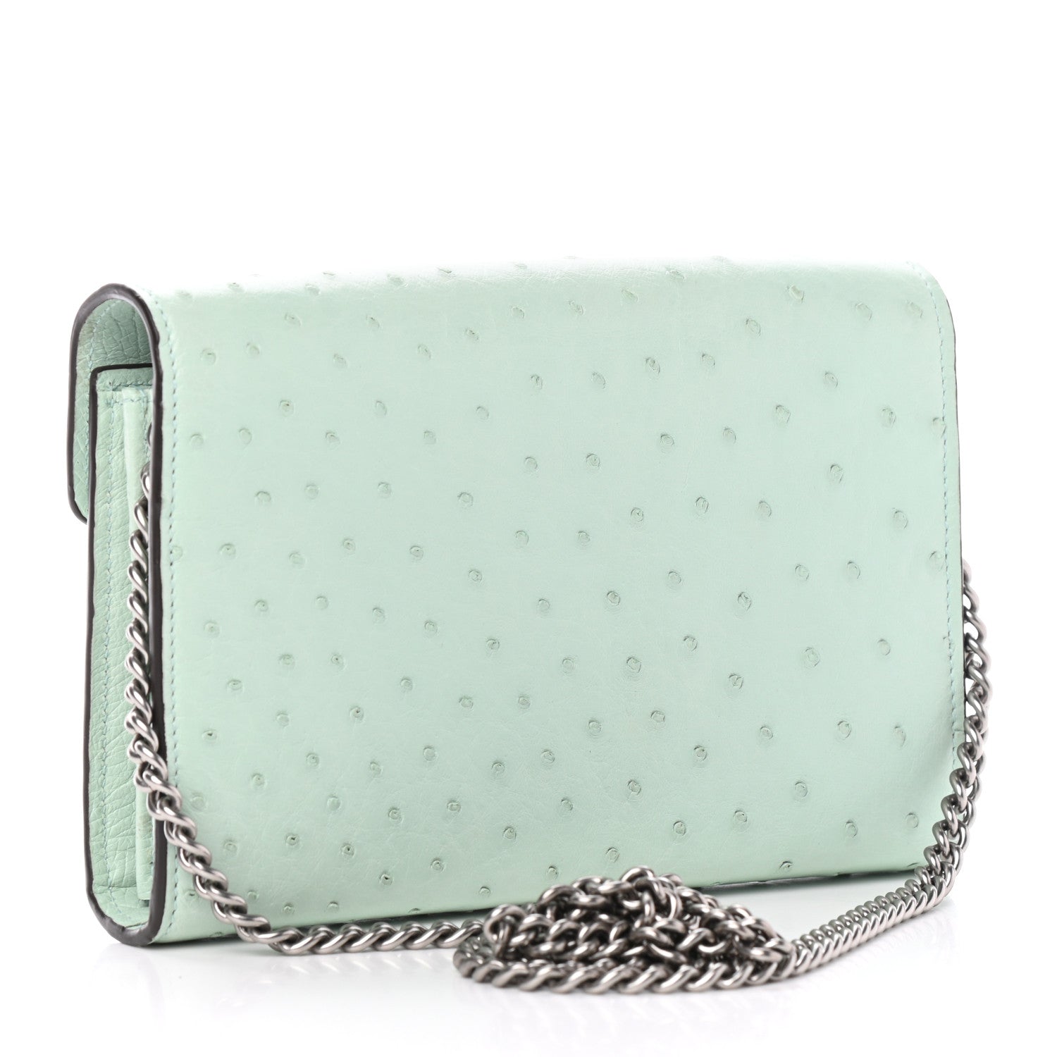 Gucci Ostrich Mini Dionysus Chain Wallet Light Green 3 of 9