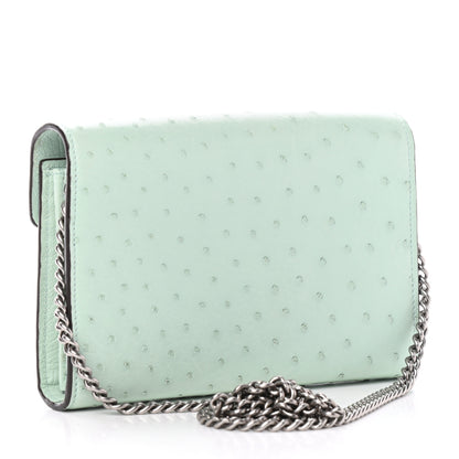 Gucci Ostrich Mini Dionysus Chain Wallet Light Green 3 of 9