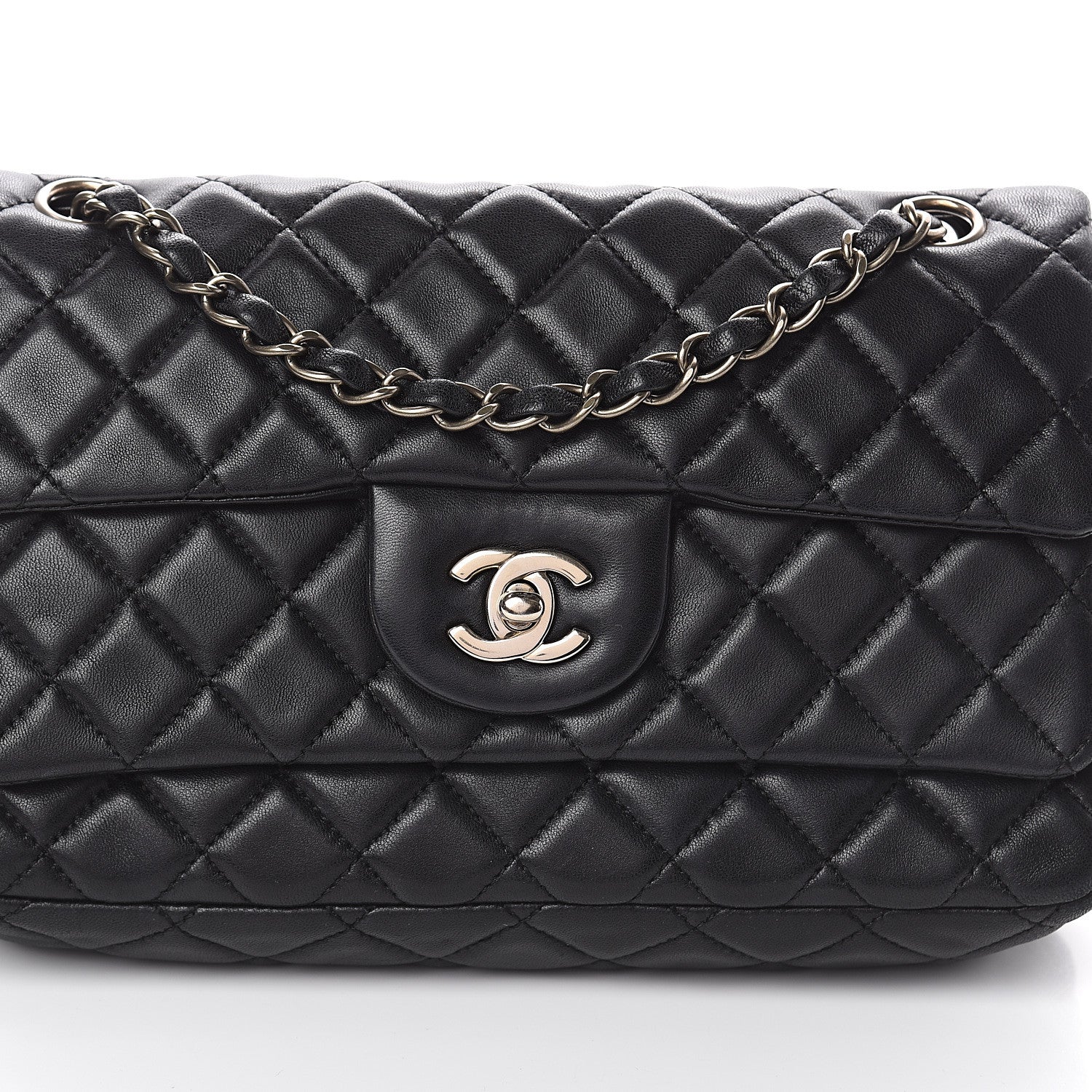Chanel Lambskin Quilted Medium Double Flap Black 7 of 9