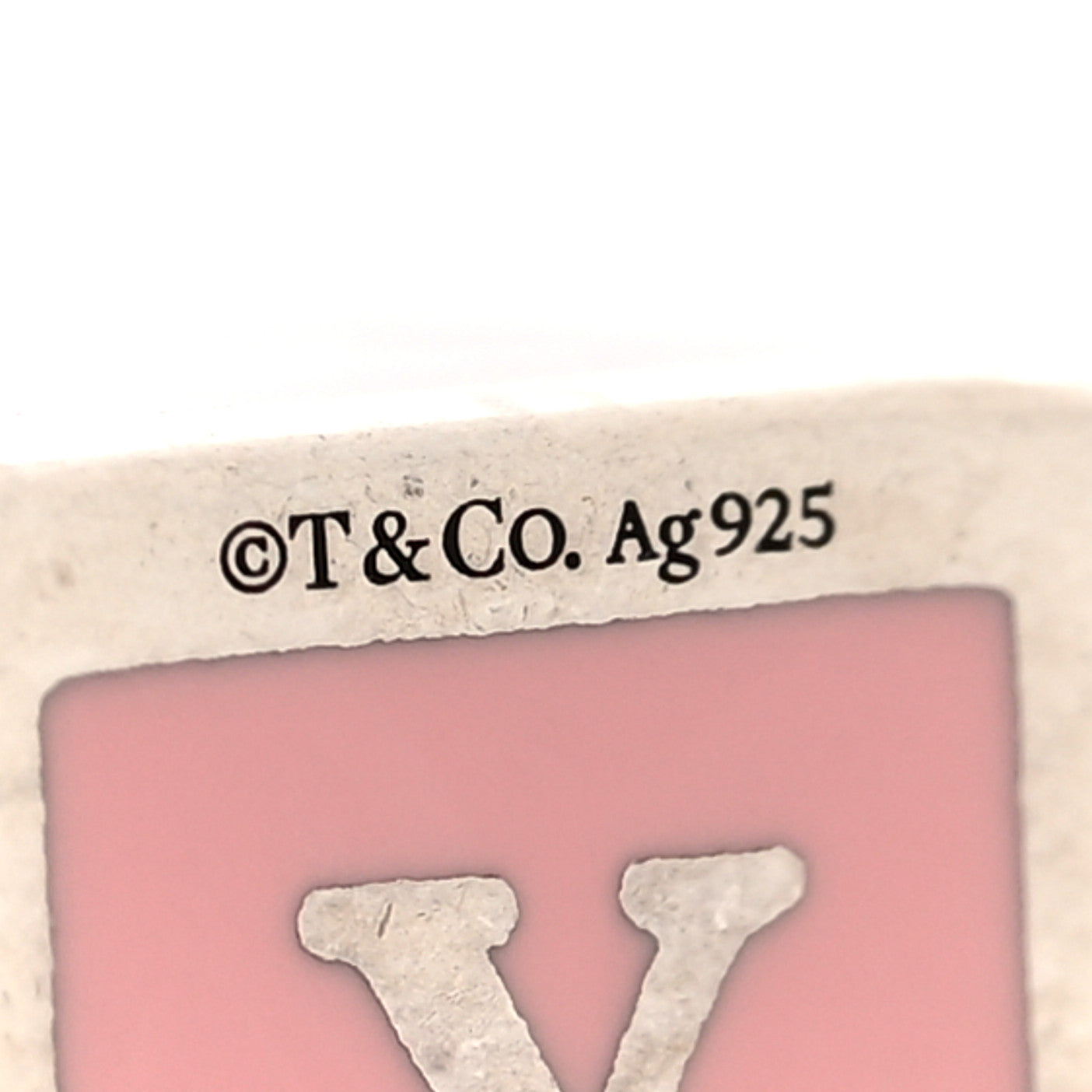 Tiffany Sterling Silver Enamel Baby Block Cube Charm Pink 1853235