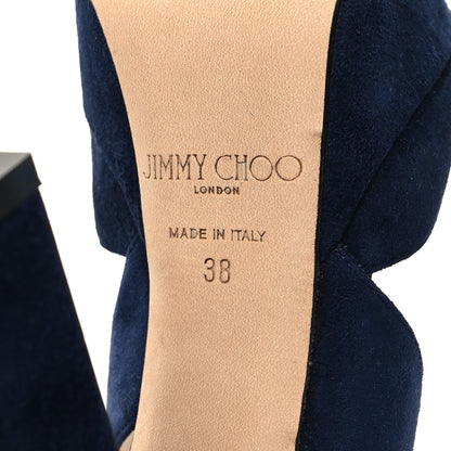 Jimmy Choo Suede April 120 Platform Sandals 38 Blu 6 of 7