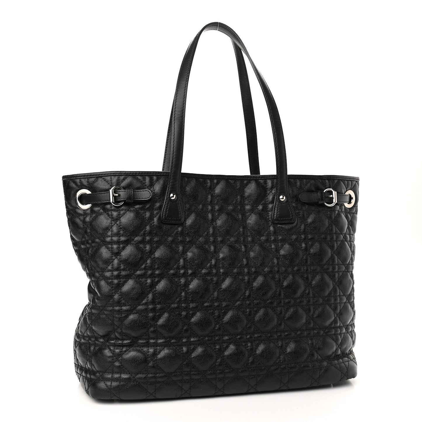 Coated Canvas Cannage Medium Panarea Tote Black