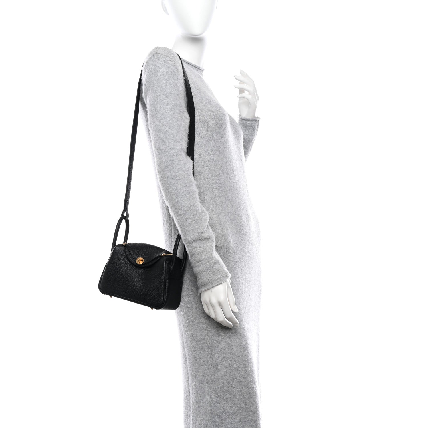 Hermes Taurillon Clemence Mini Lindy 20 Black 3 of 11