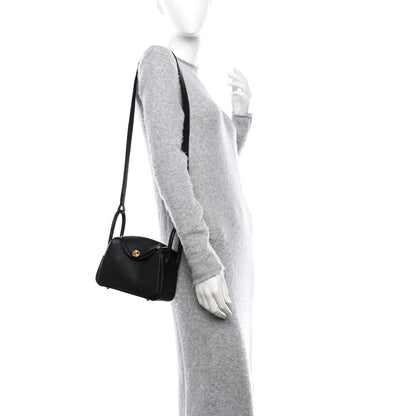Hermes Taurillon Clemence Mini Lindy 20 Black 3 of 11