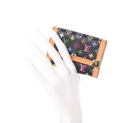 Louis Vuitton Monogram Multicolor Porte-Monnaie Plat Coin Purse Black 2 of 7