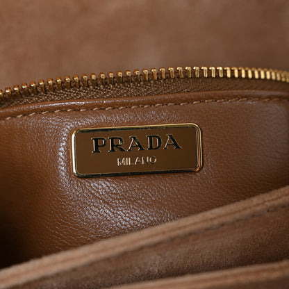 Prada Suede Snakeskin Patchwork Small Flap Bag Brown Multicolor 8 of 14