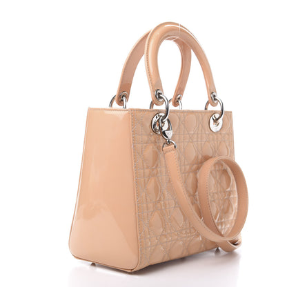 Christian Dior Patent Cannage Medium Lady Dior Beige 3 of 11