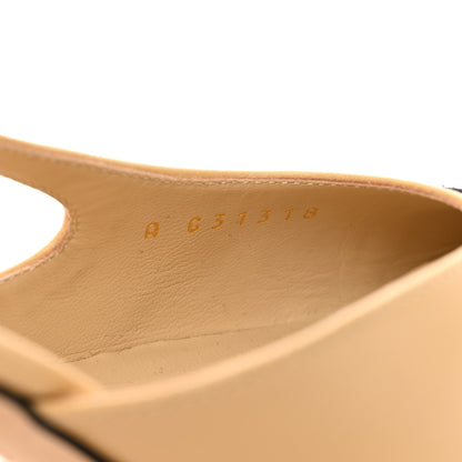 Chanel Lambskin Grosgrain Cap Toe CC Slingback Pumps 36 Beige Black 8 of 8