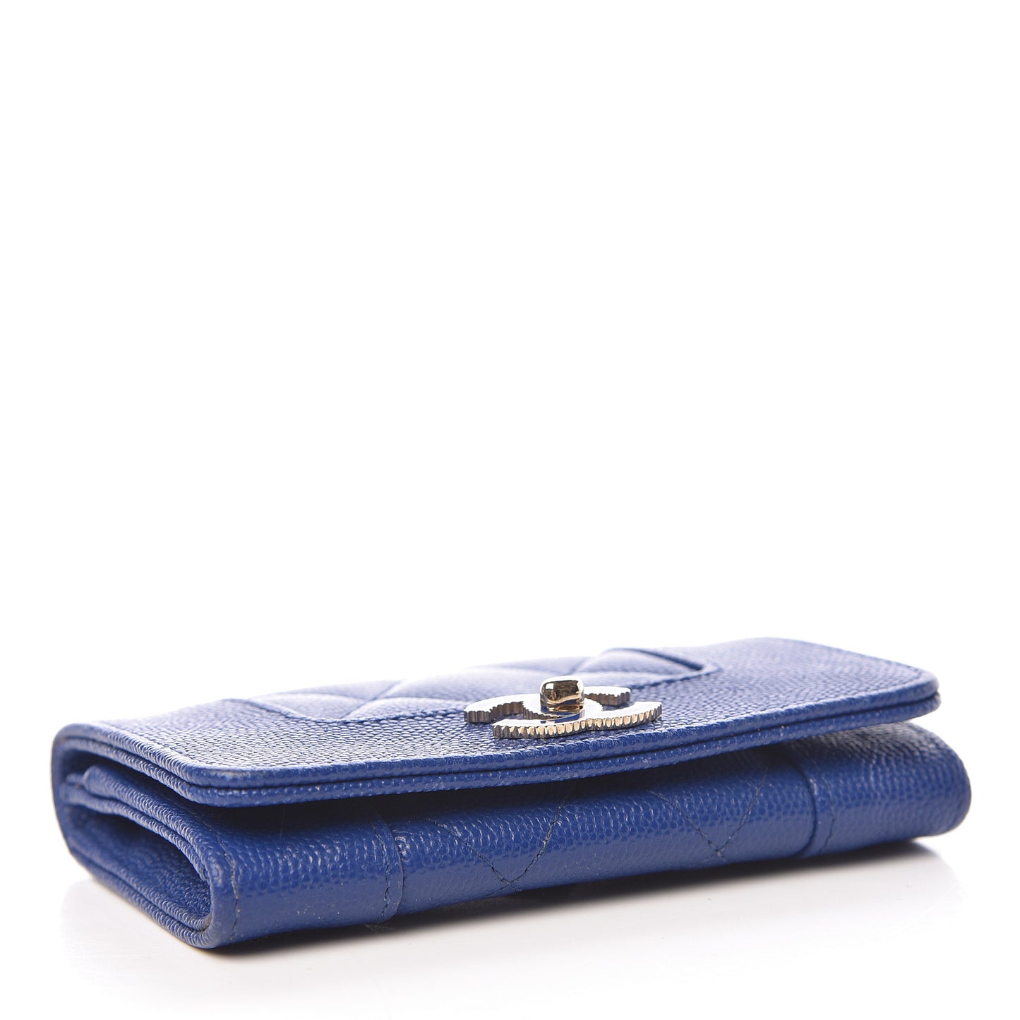 Caviar Quilted Vintage Mademoiselle Card Holder Dark Blue