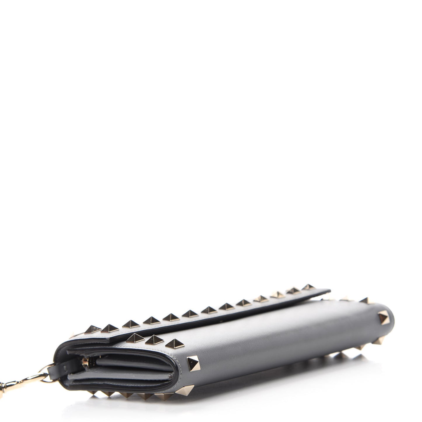 Vitello Rockstud Wristlet Travel Wallet Grey