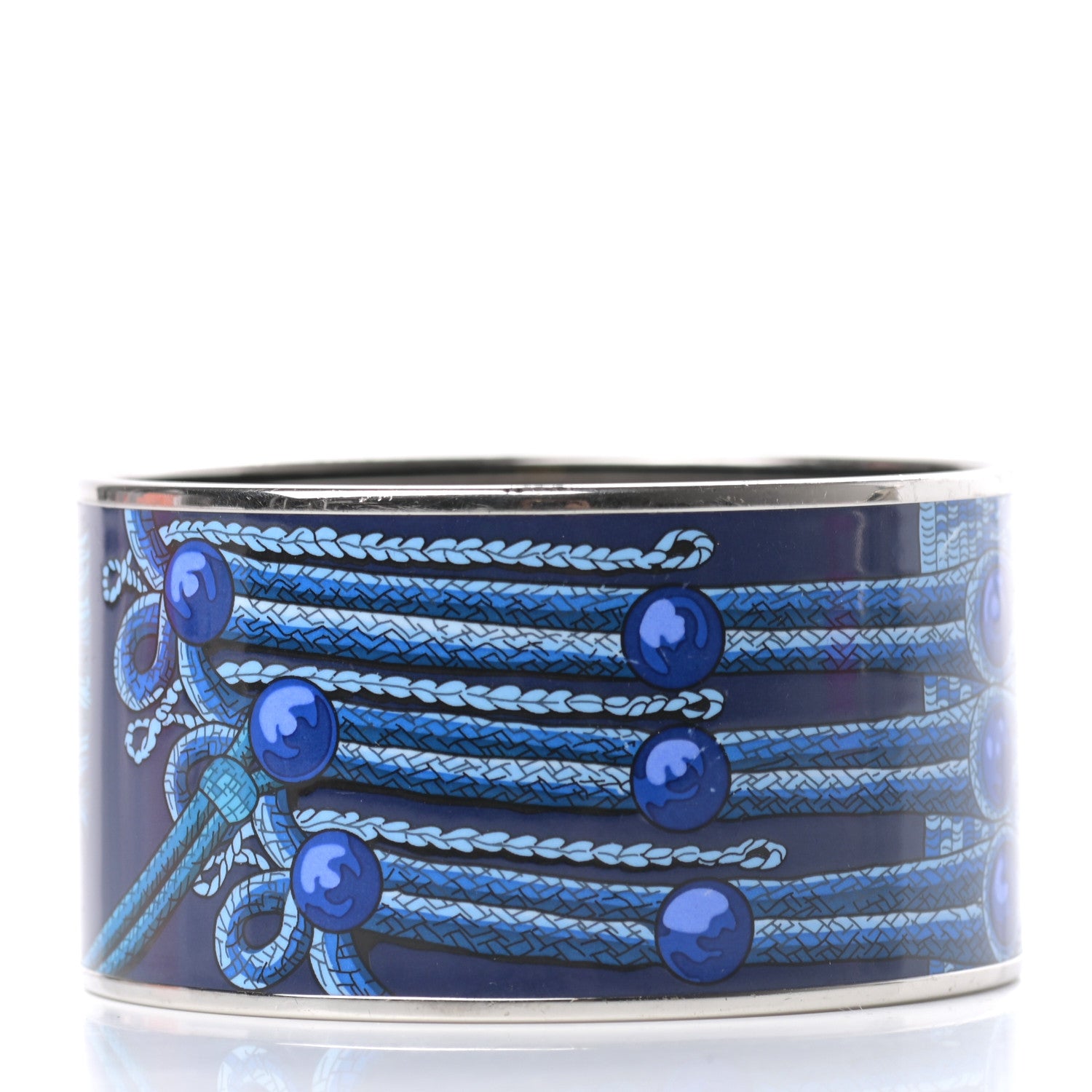 Hermes Enamel Printed Brandebourgs Extra Wide Bracelet 70 3 of 6
