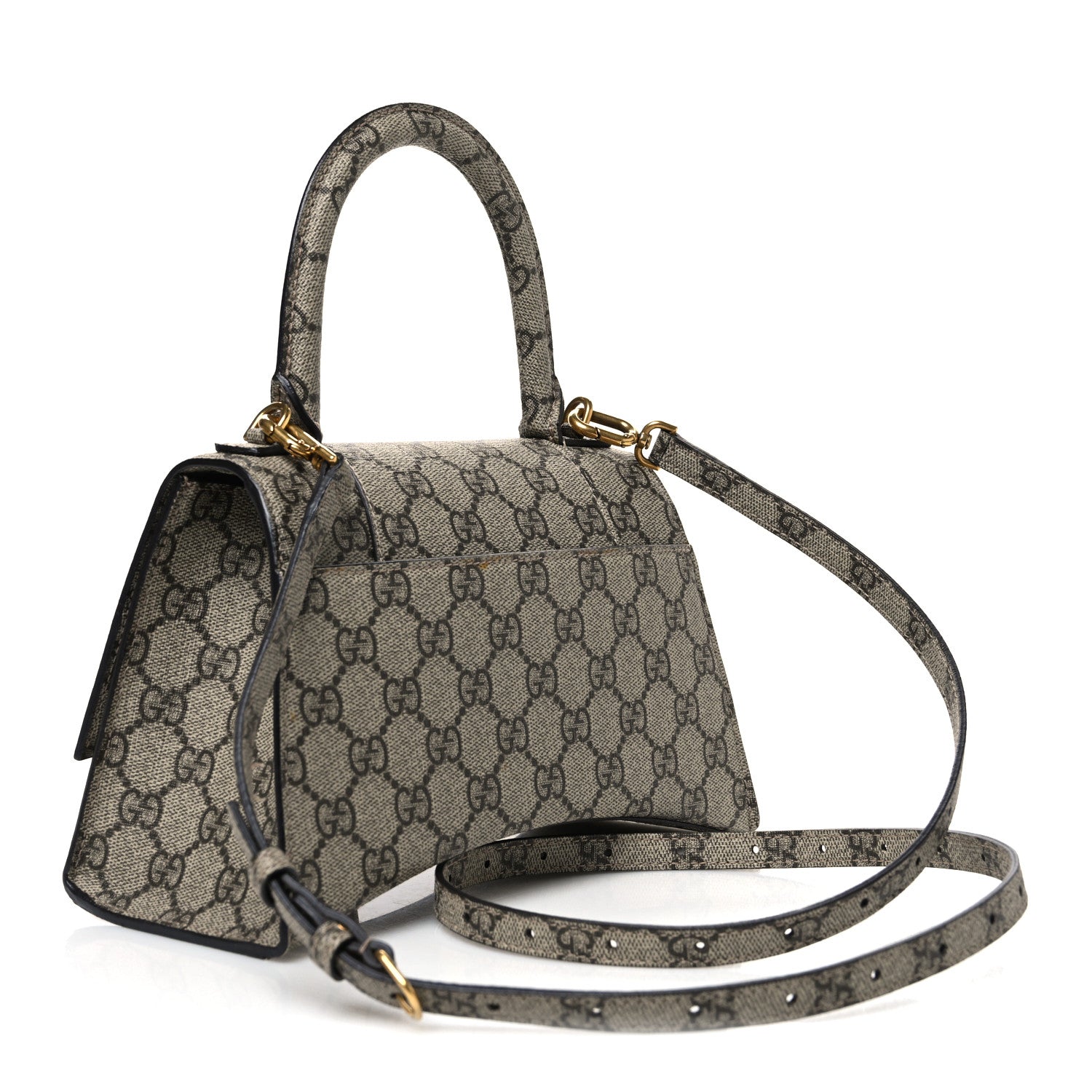 Balenciaga X GUCCI GG Supreme Monogram Small Hourglass Top Handle Bag Beige Ebony 3 of 10