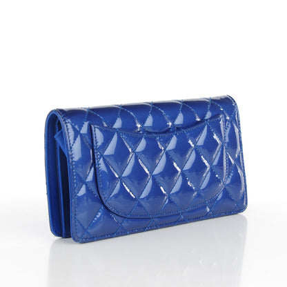 Chanel Patent Calfskin Quilted Yen Wallet Blue 3 of 9