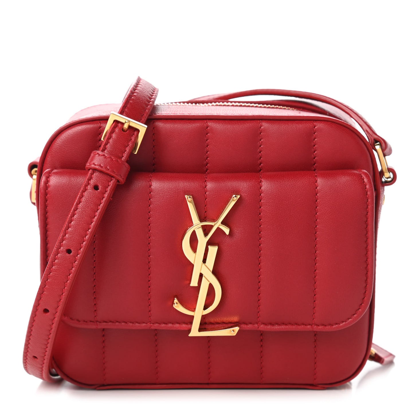 Lambskin Matelasse Monogram Toy Vicky Camera Bag Red