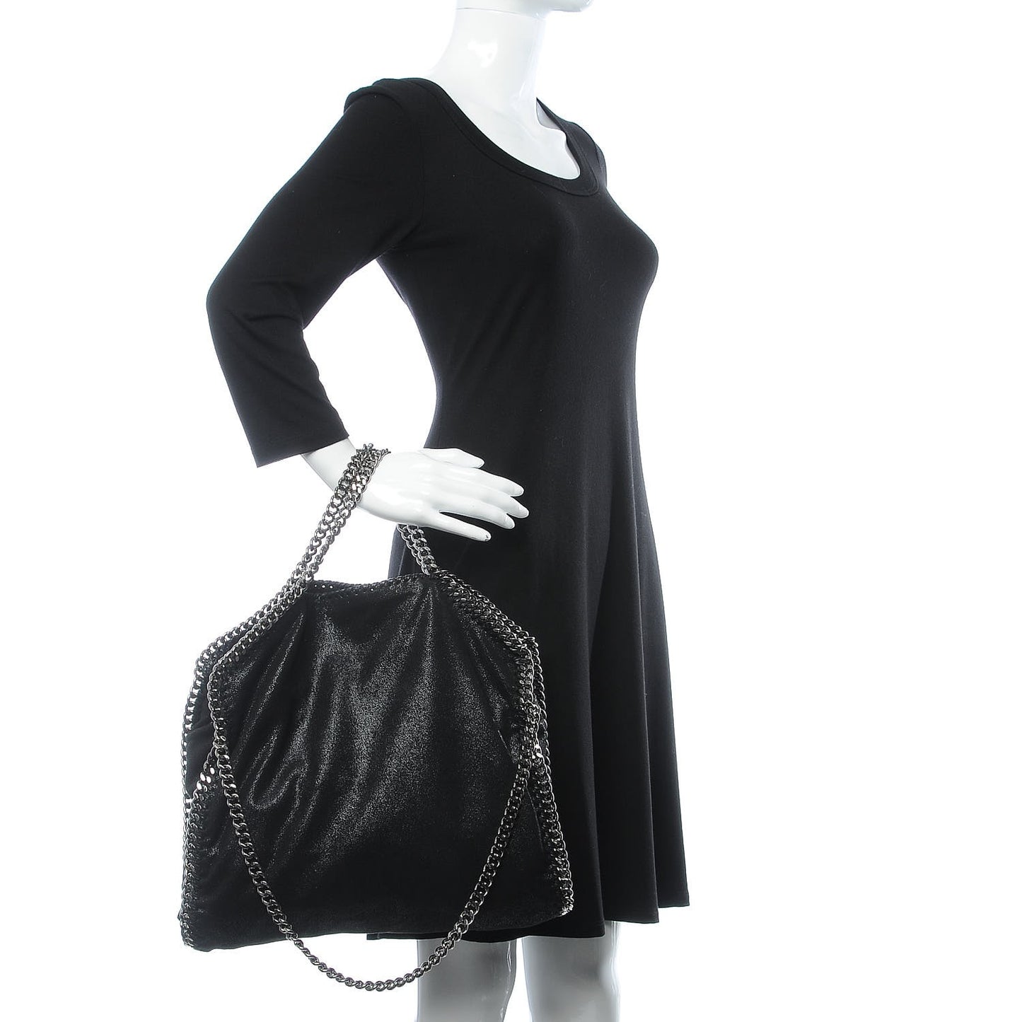 Shaggy Deer Falabella Fold Over Tote Black