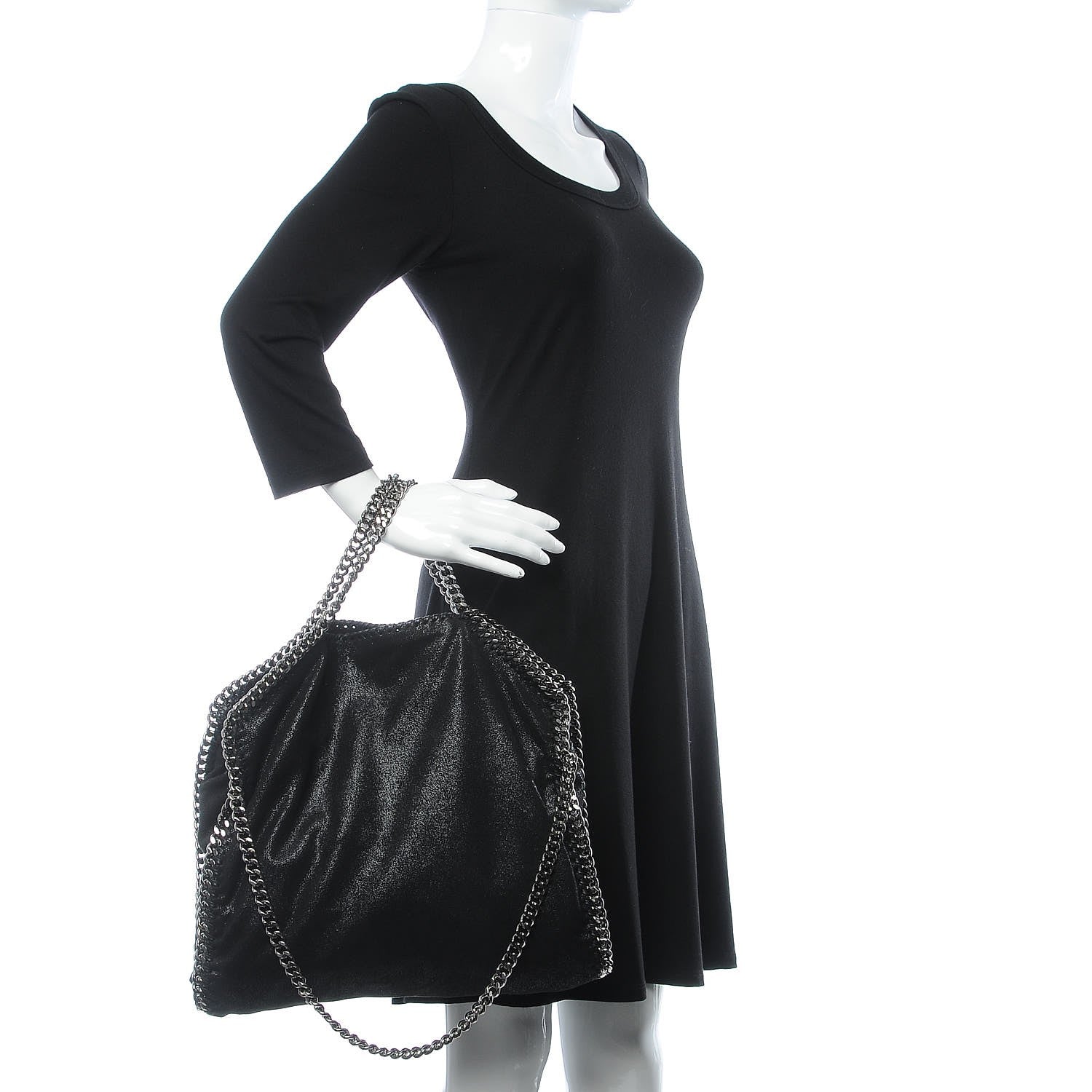 Stella McCartney Shaggy Deer Falabella Fold Over Tote Black 3 of 8