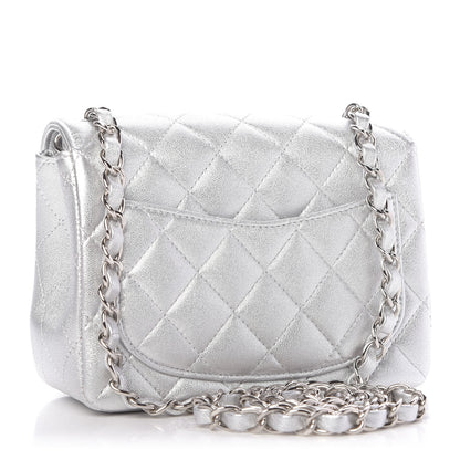 Chanel Metallic Lambskin Quilted Mini Square Flap Silver 3 of 10