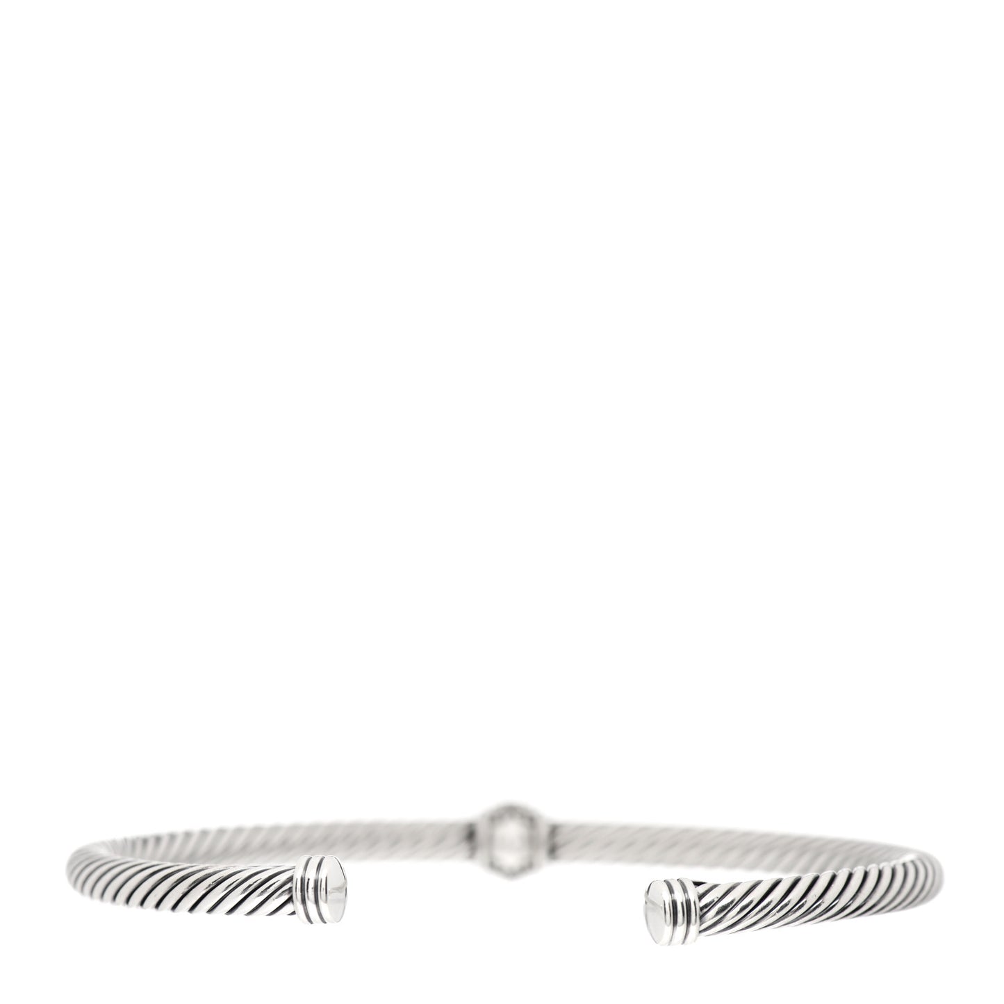 Sterling Silver Diamond 4mm Cable Classics Station Bracelet