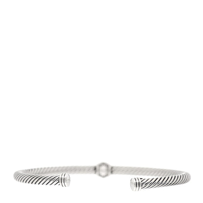 David Yurman Sterling Silver Diamond 4mm Cable Classics Station Bracelet 2 of 4