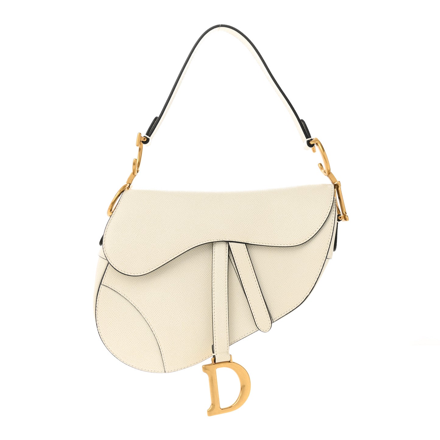Grained Calfskin Saddle Bag White