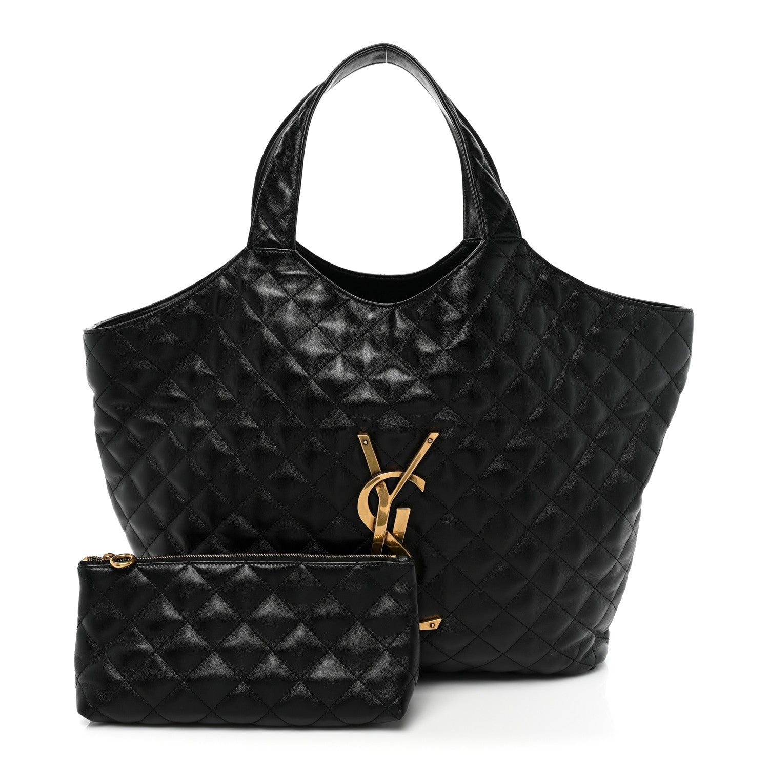 Saint Laurent Lambskin Quilted Maxi Icare Shopping Tote Black 2 of 12