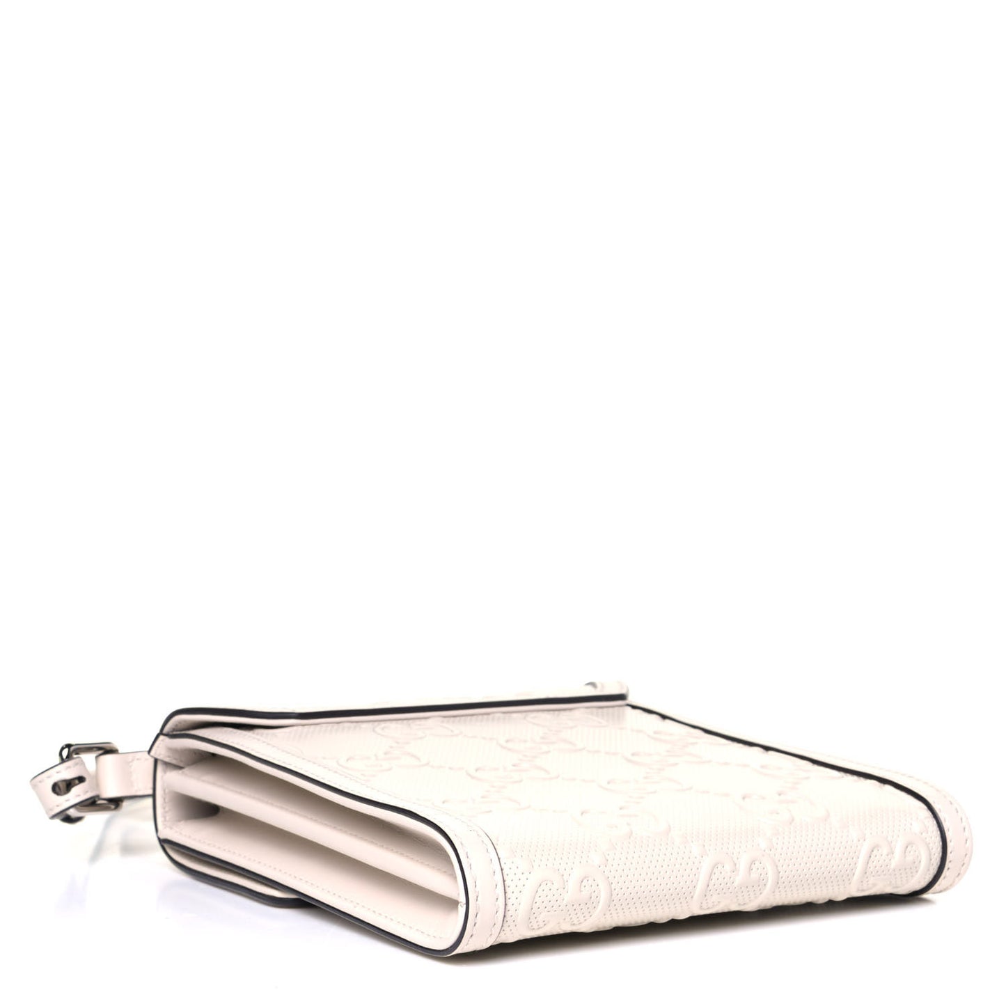 Calfskin GG Tennis Embossed Messenger Bag Mystic White