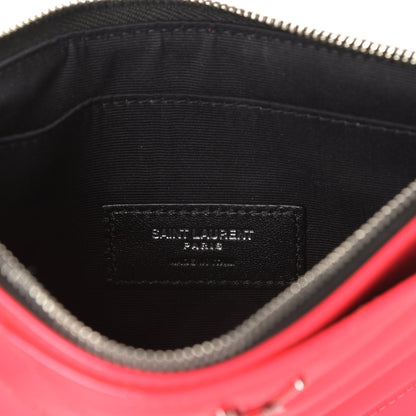 Saint Laurent Patent Grain De Poudre Matelasse Chevron Monogram Bill Pouch Neon Pink 6 of 6