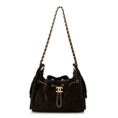 Chanel Suede Quilted Mini Chanel 25 Handbag Dark Brown 1 of 10