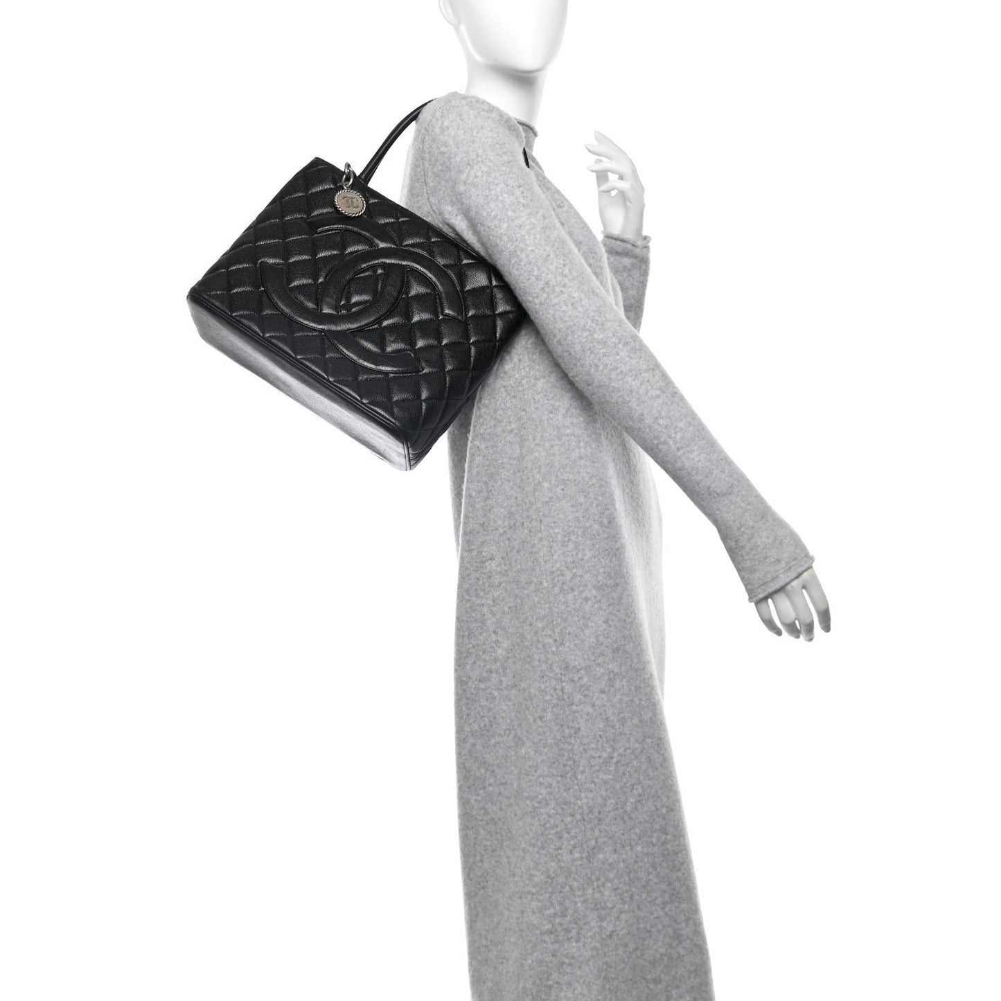 Caviar Quilted Medallion Tote Black