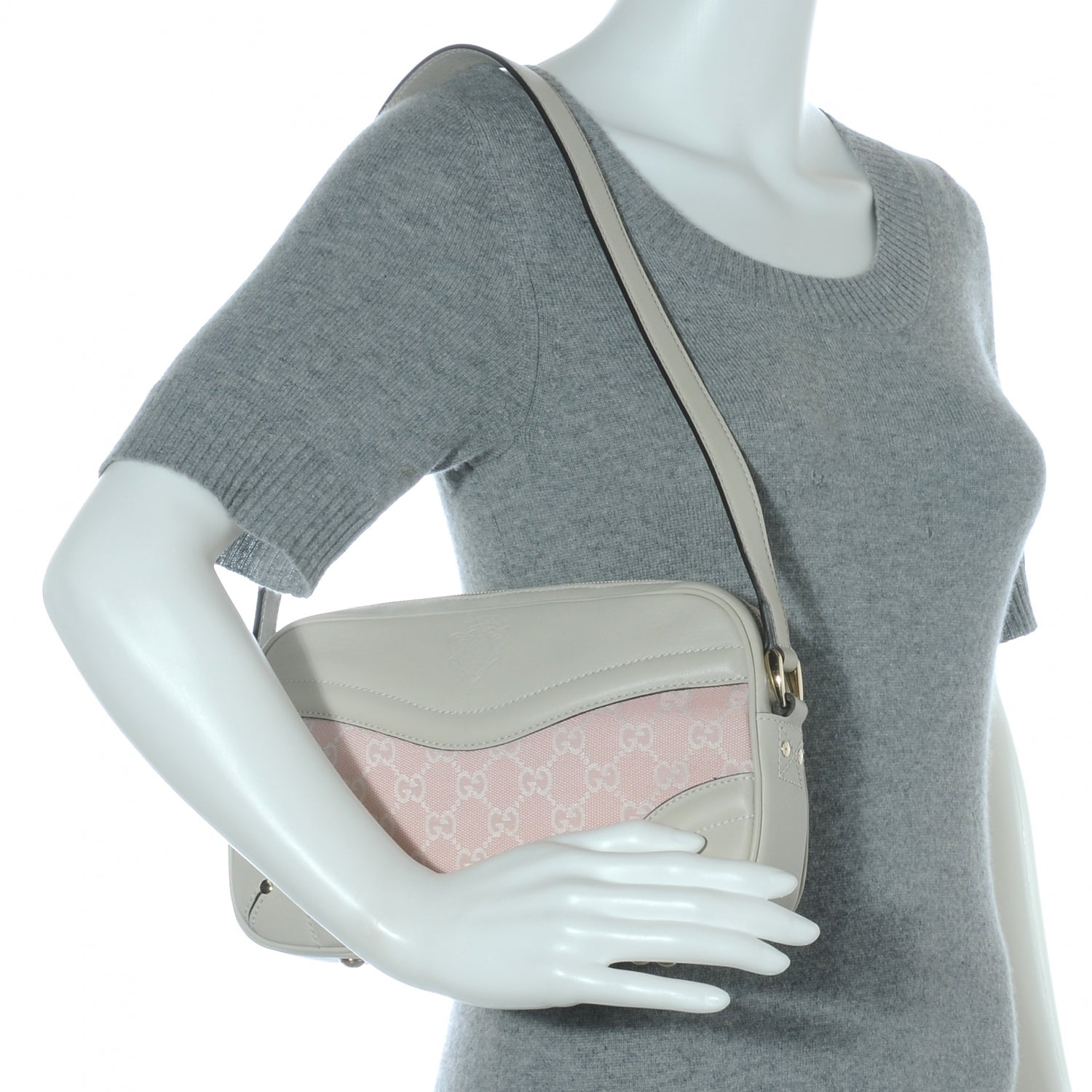Gucci Monogram Crest Shoulder Bag Pink 2 of 7